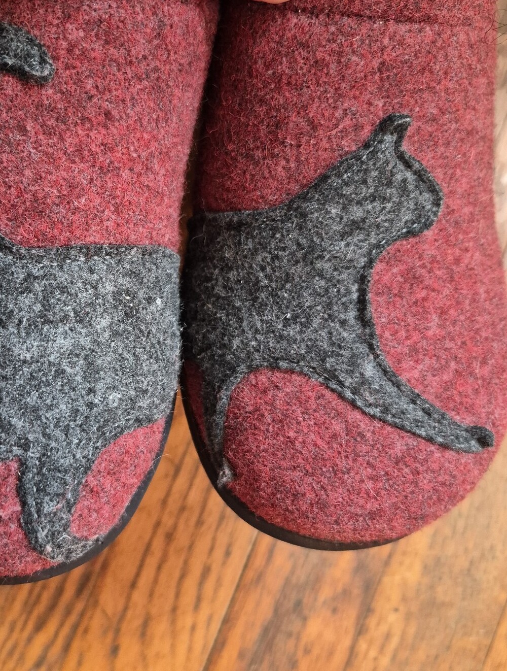 LL Bean Daybreak Scuff Motif Cat Wool Slippers Size 8 - Picture 3 of 7